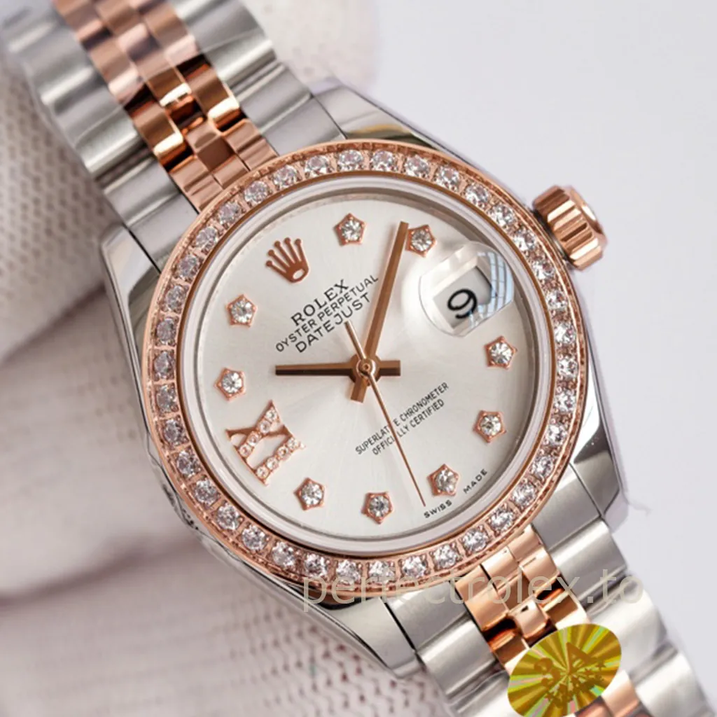 Rolex Datejust two-tone rose gold diamond bezel watch with mother-of-pearl dial and Jubilee bracelet