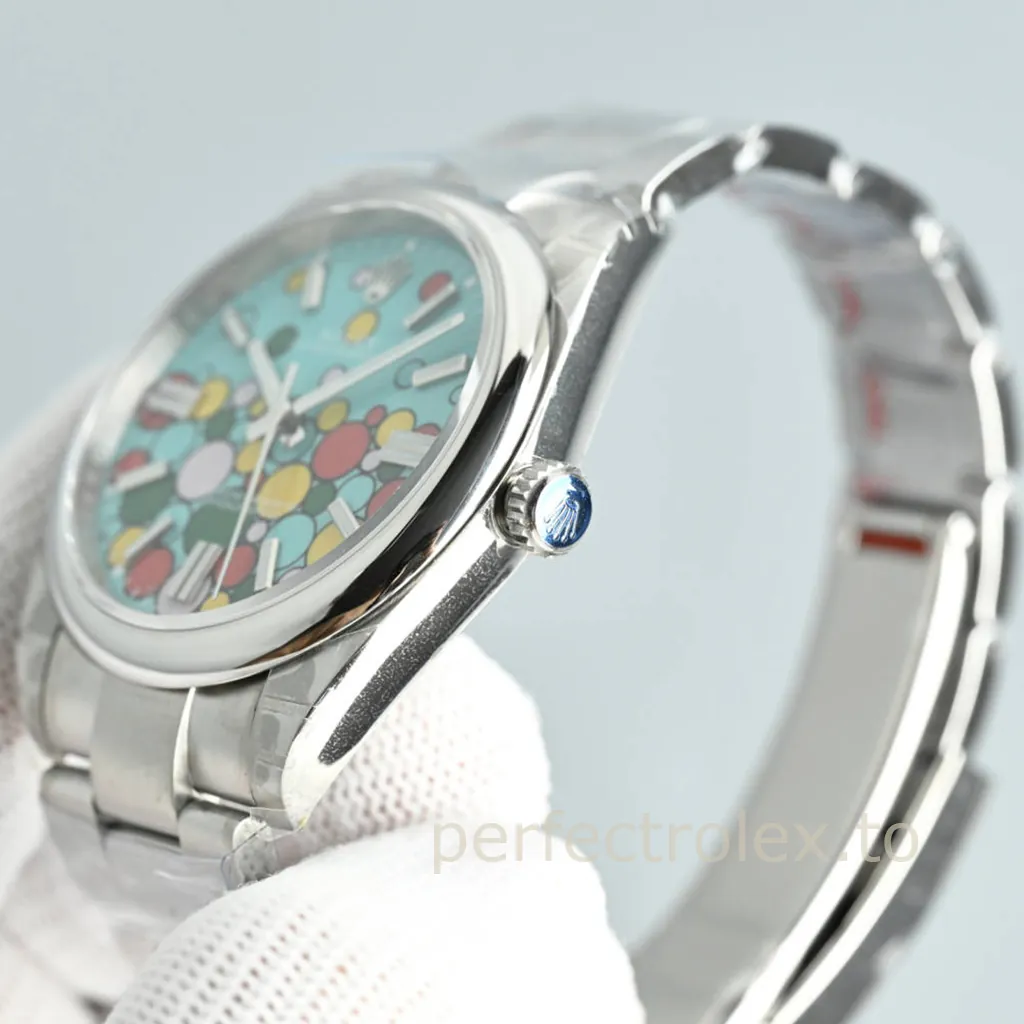 Rolex-Oyster-Perpetual-124300-0008-41mm-Turquoise-Bubble-Dial-904L-Steel-Super-Clone-Watch-Right-Side-View