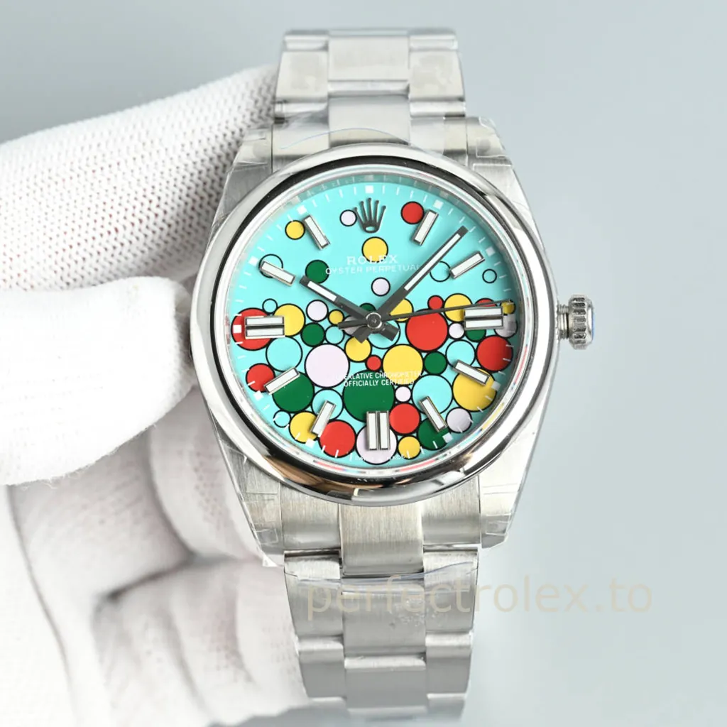 Rolex-Oyster-Perpetual-124300-0008-41mm-Turquoise-Bubble-Dial-904L-Steel-Super-Clone-Watch-Front-View-1