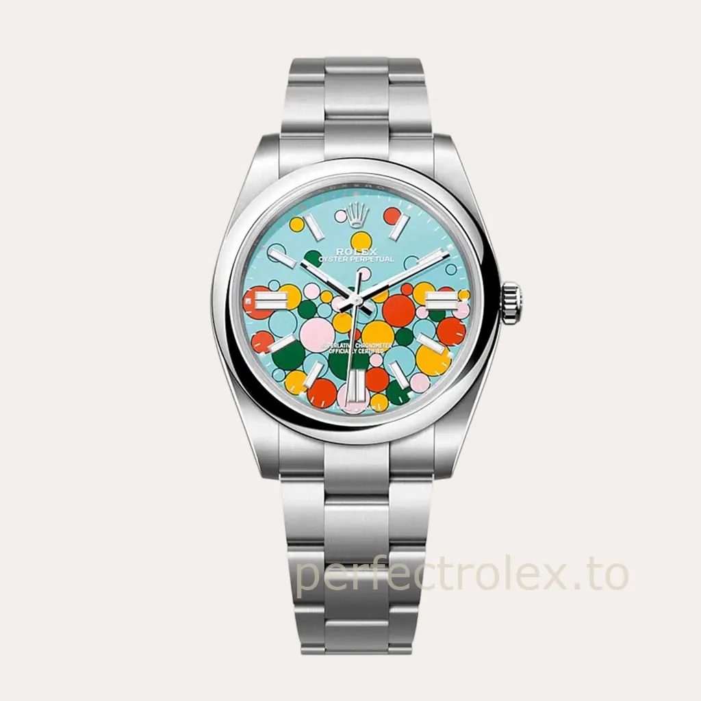 Rolex-Oyster-Perpetual-124300-0008-41mm-Turquoise-Bubble-Dial-904L-Steel-Super-Clone-Watch-Hero-Image