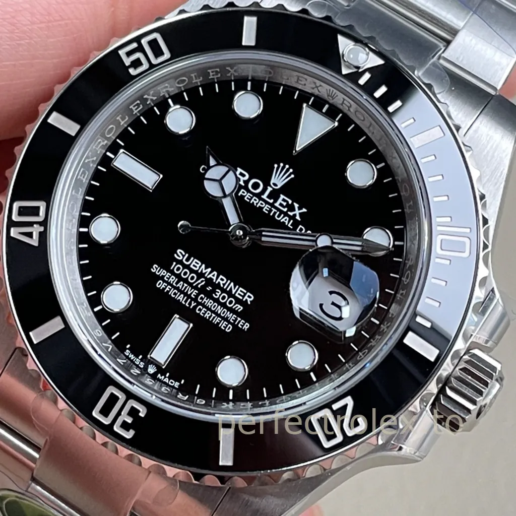 Rolex Submariner Date stainless steel watch with black dial, black ceramic bezel, luminous hour markers, Cyclops date window and Oyster bracelet.