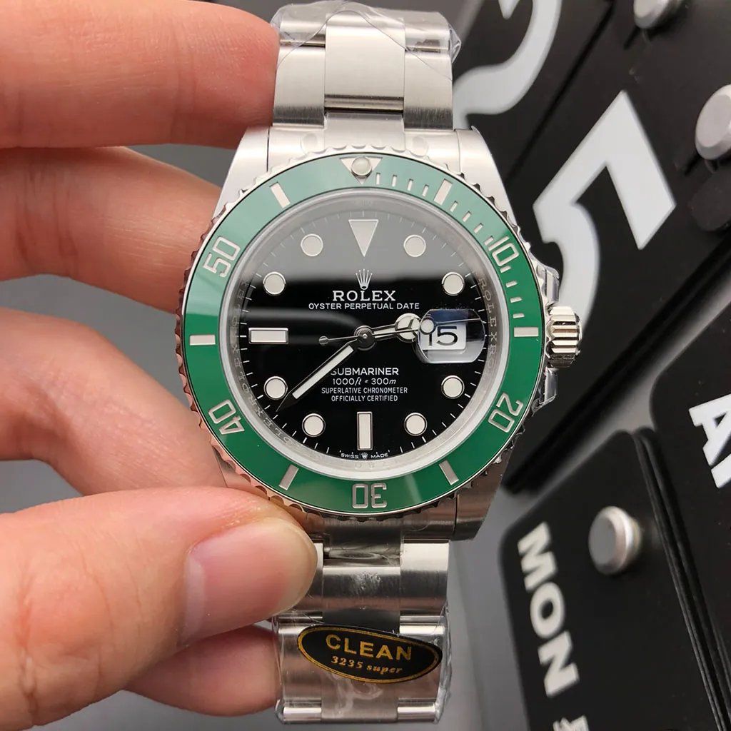 Rolex-Submariner-126610LV-Super-Clone-Watch-41mm-Black-Dial-Green-Ceramic-Bezel-Front-View-1