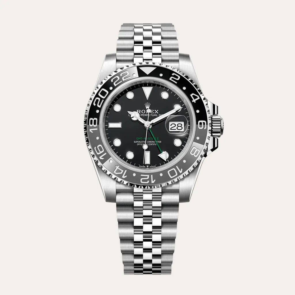 Rolex-GMT-Master-II-126710GRNR-Super-Clone-Watch-40mm-Grey-Black-Bezel-Jubilee-Bracelet-Hero-Image