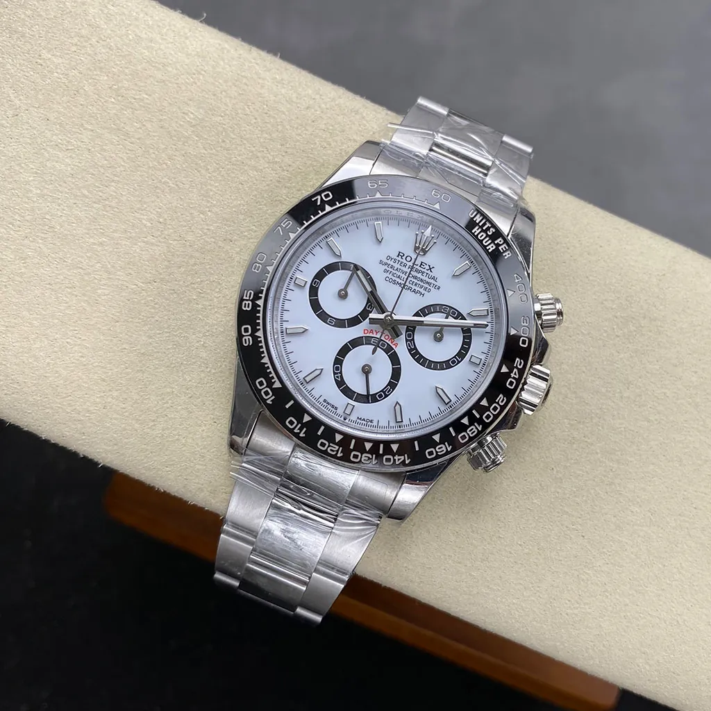 Rolex-Daytona-M126500LN-0001-Super-Clone-Watch-40mm-White-Panda-Dial-Black-Ceramic-Bezel-Display-Image