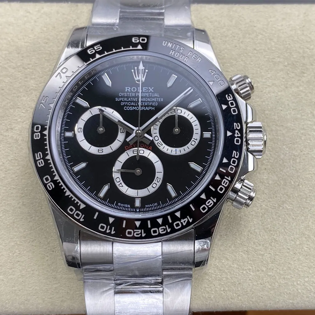 Rolex-Cosmograph-Daytona-M126500LN-0002-Super-Clone-Watch-40mm-Black-Dial-Black-Cerachrom-Bezel-Front-View-1