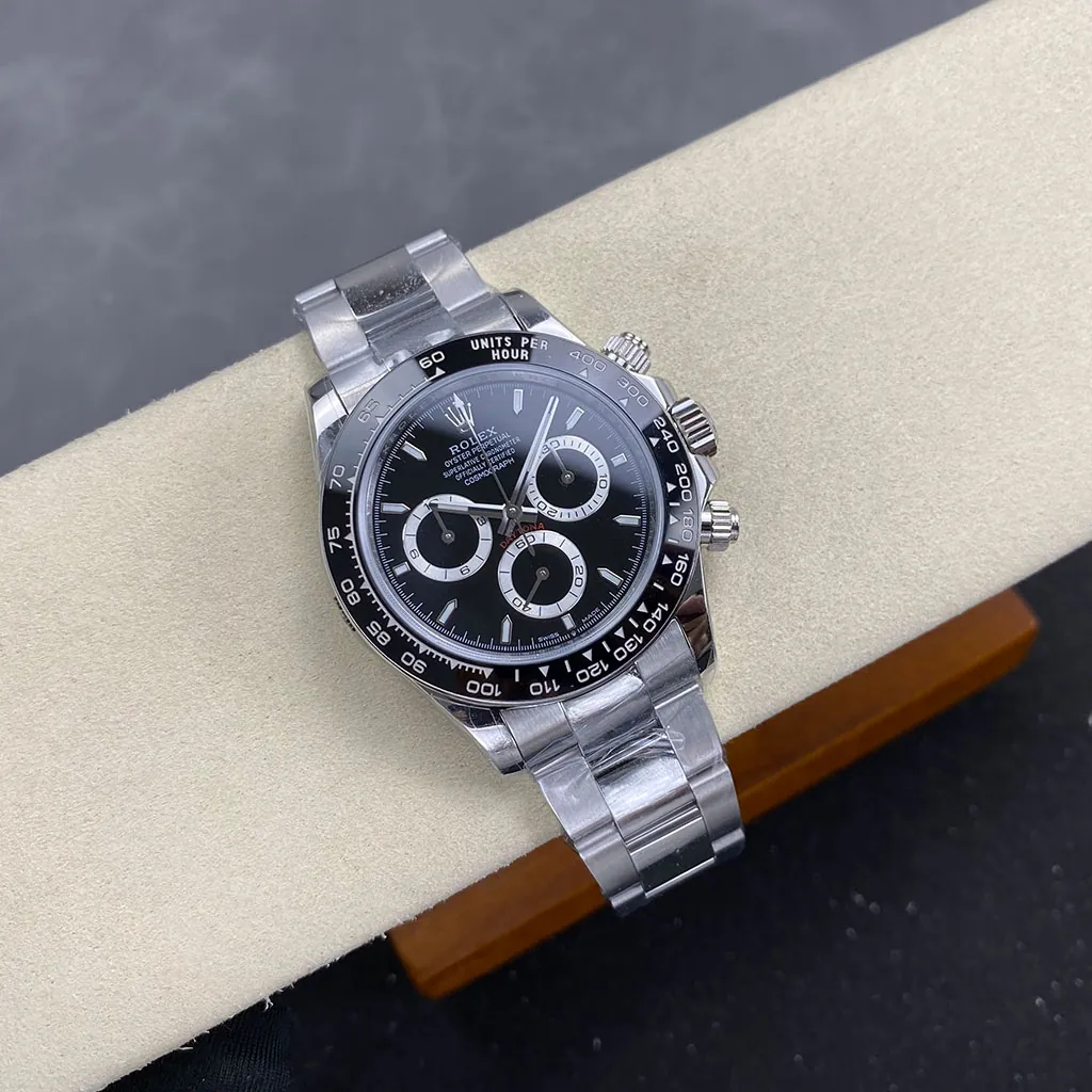 Rolex-Cosmograph-Daytona-M126500LN-0002-Super-Clone-Watch-40mm-Black-Dial-Black-Cerachrom-Bezel-Display-Image