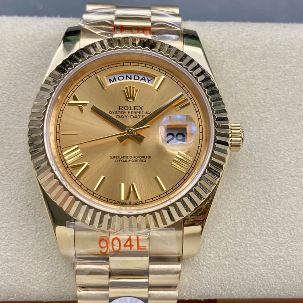 Rolex-Day-Date-M228238-0006-Super-Clone-Watch-40mm-Champagne-Dial-Fluted-Bezel-President-Bracelet-Front-View-1