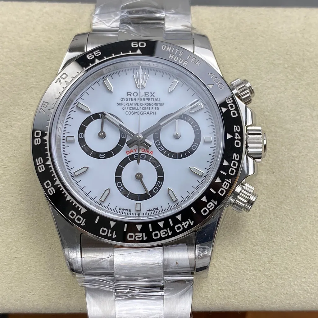 Rolex-Daytona-M126500LN-0001-Super-Clone-Watch-40mm-White-Panda-Dial-Black-Ceramic-Bezel-Front-View-1