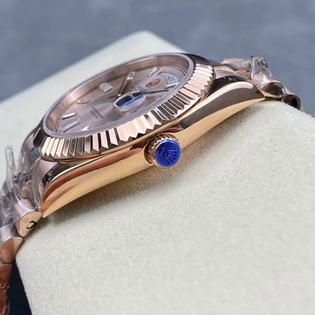 Rolex-Day-Date-M228235-0004-Super-Clone-Watch-40mm-Rose-Gold-Dial-Baguette-Diamond-Markers-Right-Side-View