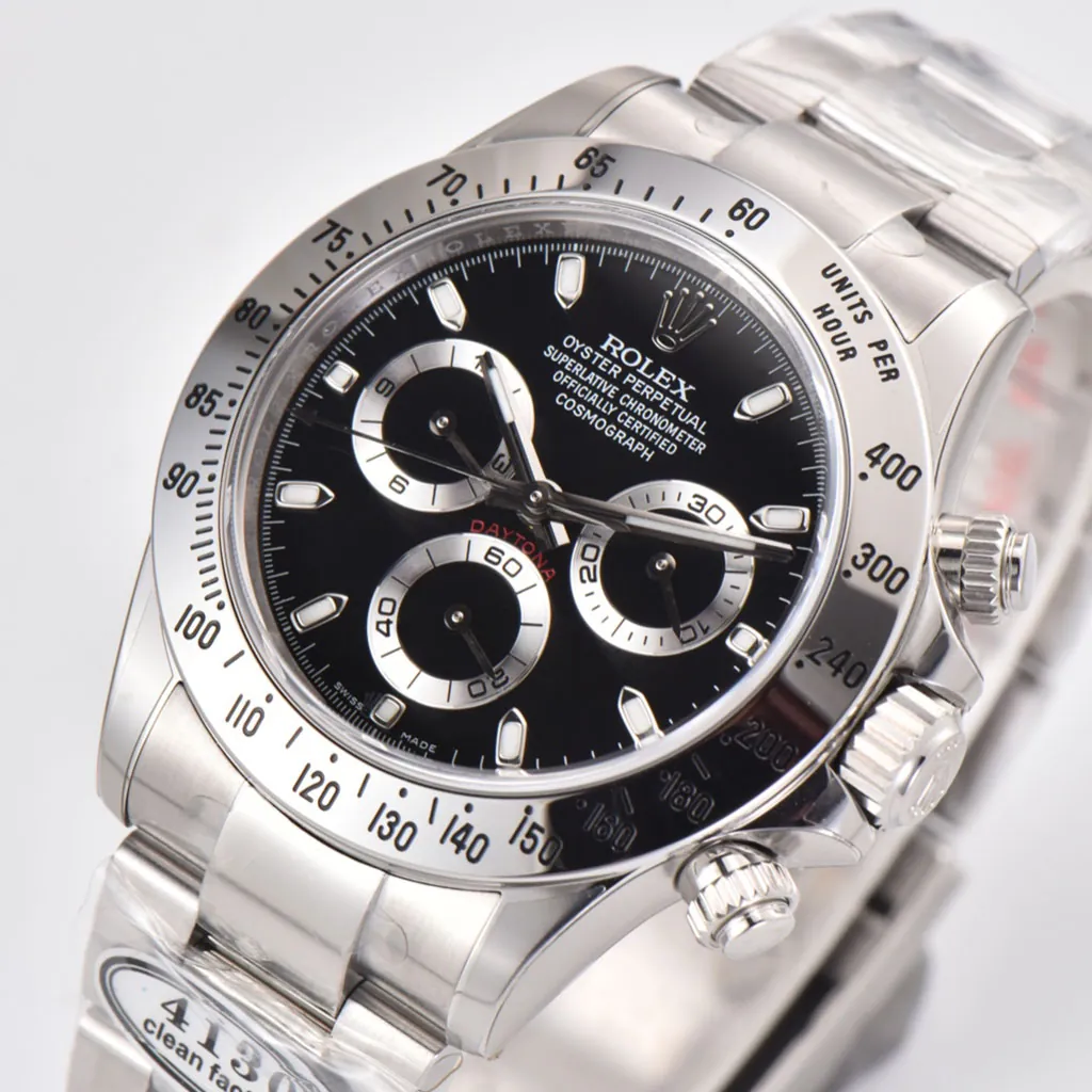 Rolex-Daytona-M116520-78590-Super-Clone-Watch-40mm-Black-Dial-Stainless-Steel-Tachymeter-Bezel-Dial-Detail-1