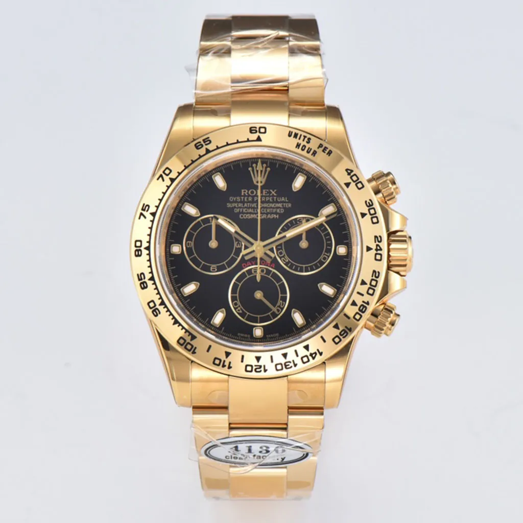 Rolex-Daytona-M116508-0004-AAAAA-Swiss-Watch-40mm-Black-Dial-Yellow-Gold-Tone-Chronograph-Front-View-1