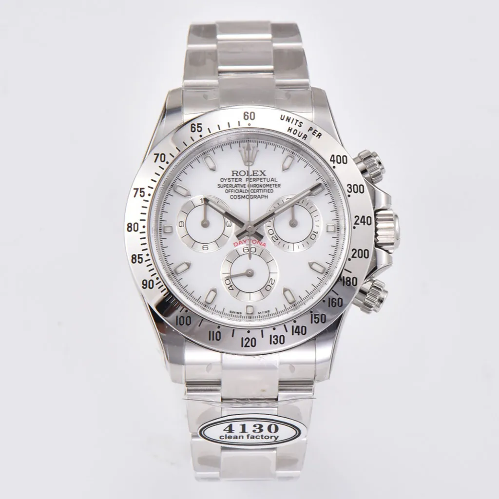 Rolex-Daytona-M116520-78590-Super-Clone-Watch-40mm-White-Dial-Stainless-Steel-Tachymeter-Bezel-Front-View-1