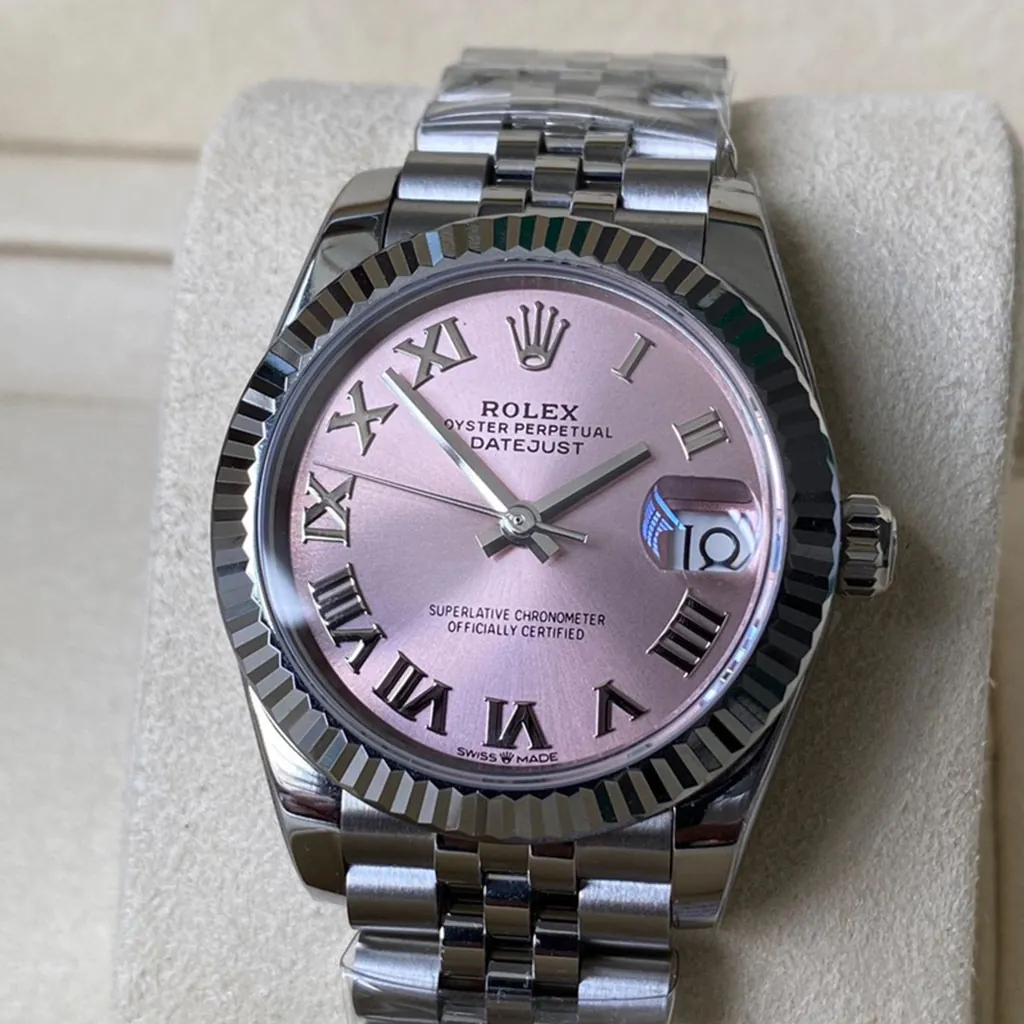 Rolex-Datejust-M278274-0020-Super-Clone-Watch-31mm-Pink-Sunray-Dial-Roman-Numeral-Markers-Front-View-1