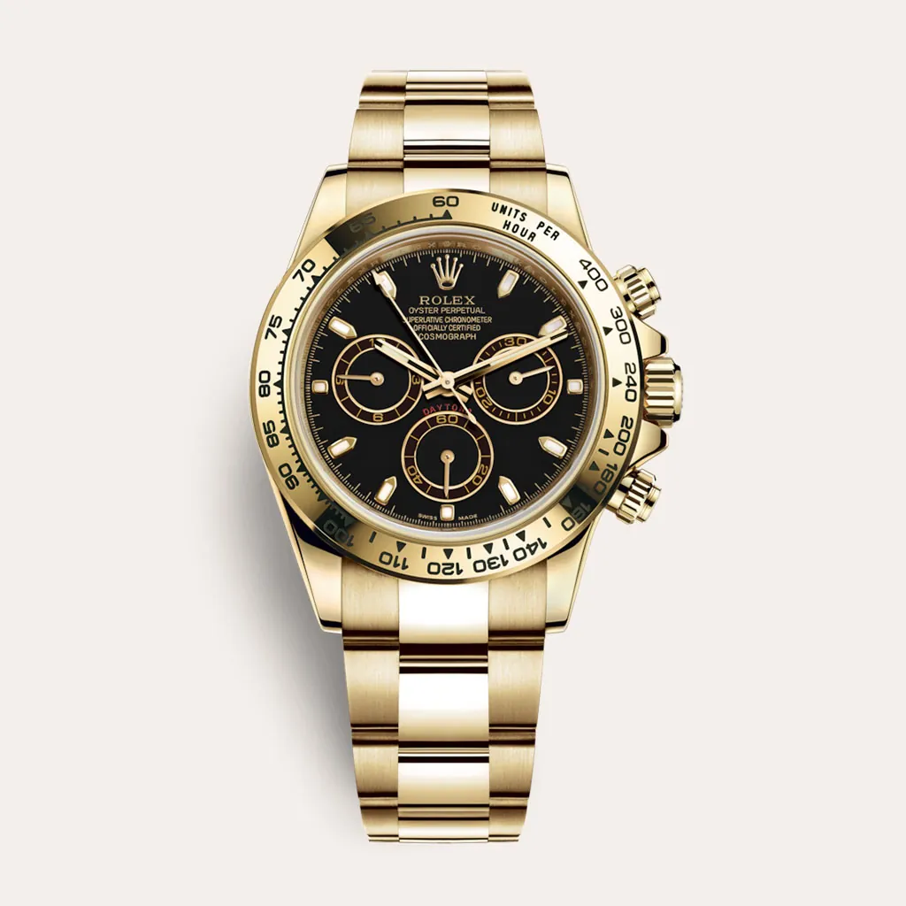 Rolex-Daytona-M116508-0004-AAAAA-Swiss-Watch-40mm-Black-Dial-Yellow-Gold-Tone-Chronograph-Hero-Image