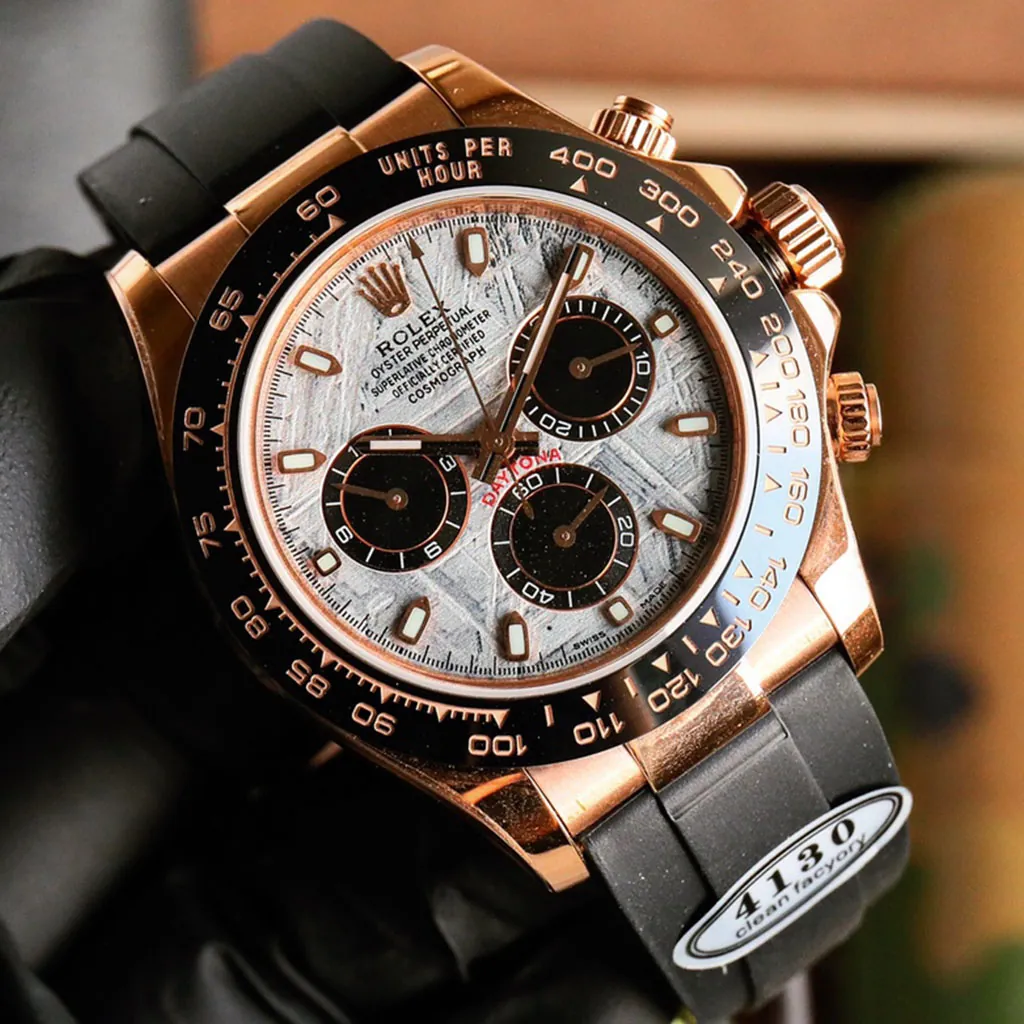 Rolex-Daytona-116515LN-0055-Swiss-Meteorite-Dial-40mm-Everose-Gold-Replica-Oysterflex-Watch-Dial-Detail-2