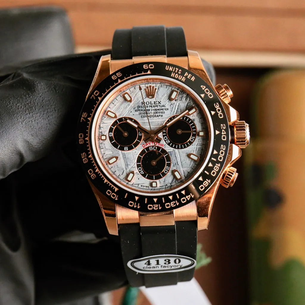 Rolex-Daytona-116515LN-0055-Swiss-Meteorite-Dial-40mm-Everose-Gold-Replica-Oysterflex-Watch-Front-View-1