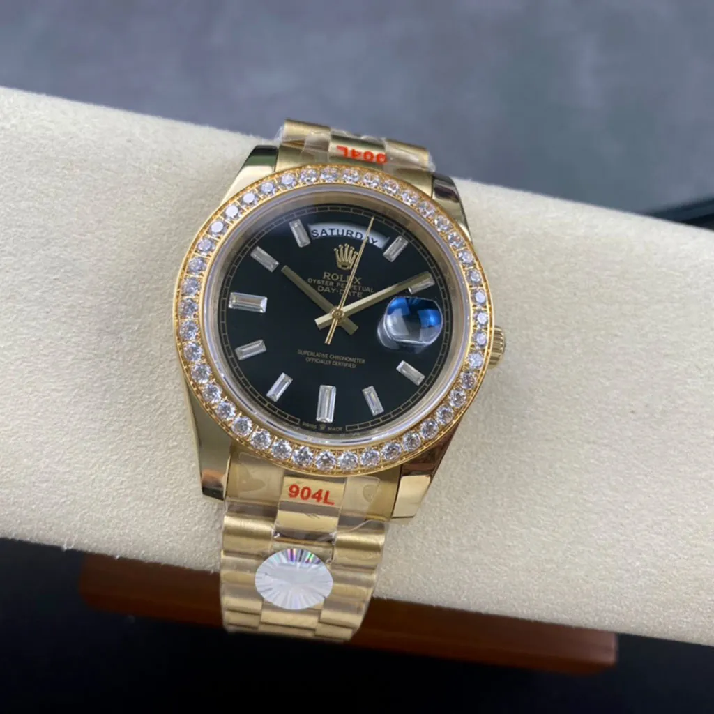 Rolex-Day-Date-228348RBR-Swiss-40mm-Black-Dial-Diamond-Bezel-President-Watch-Luxury-Replica-Display-Image