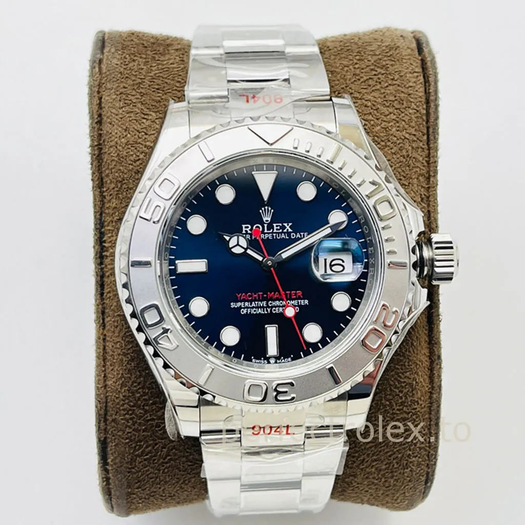 Rolex-Yacht-Master-M126622-0002-Super-Clone-Watch-40mm-Blue-Sunburst-Dial-Platinum-Style-Bezel-Front-View-1
