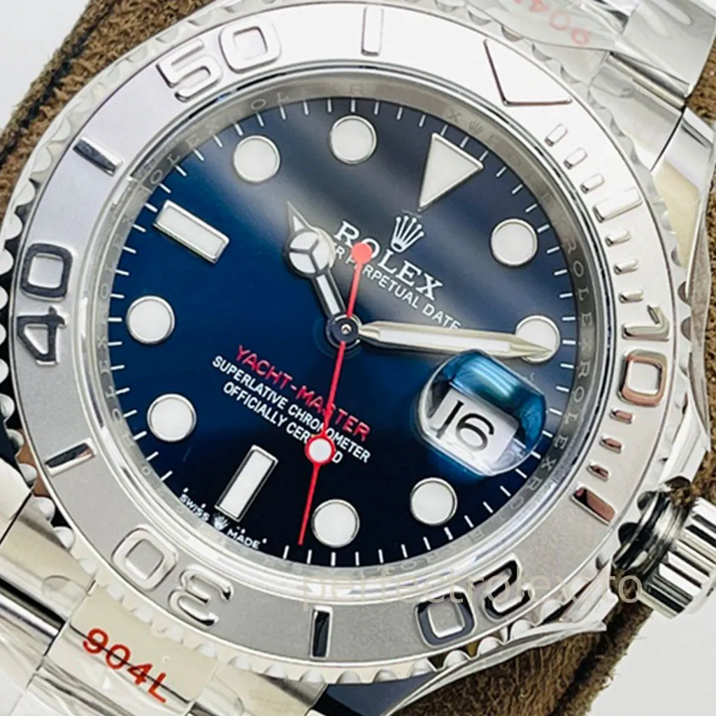 Rolex-Yacht-Master-M126622-0002-Super-Clone-Watch-40mm-Blue-Sunburst-Dial-Platinum-Style-Bezel-Dial-Detail-2