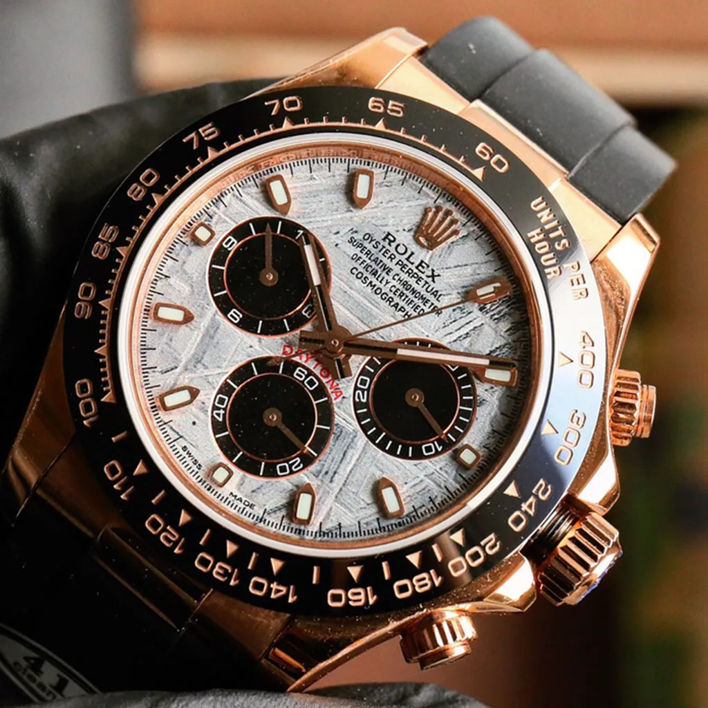 Rolex-Daytona-116515LN-0055-Swiss-Meteorite-Dial-40mm-Everose-Gold-Replica-Oysterflex-Watch-Dial-Detail-1