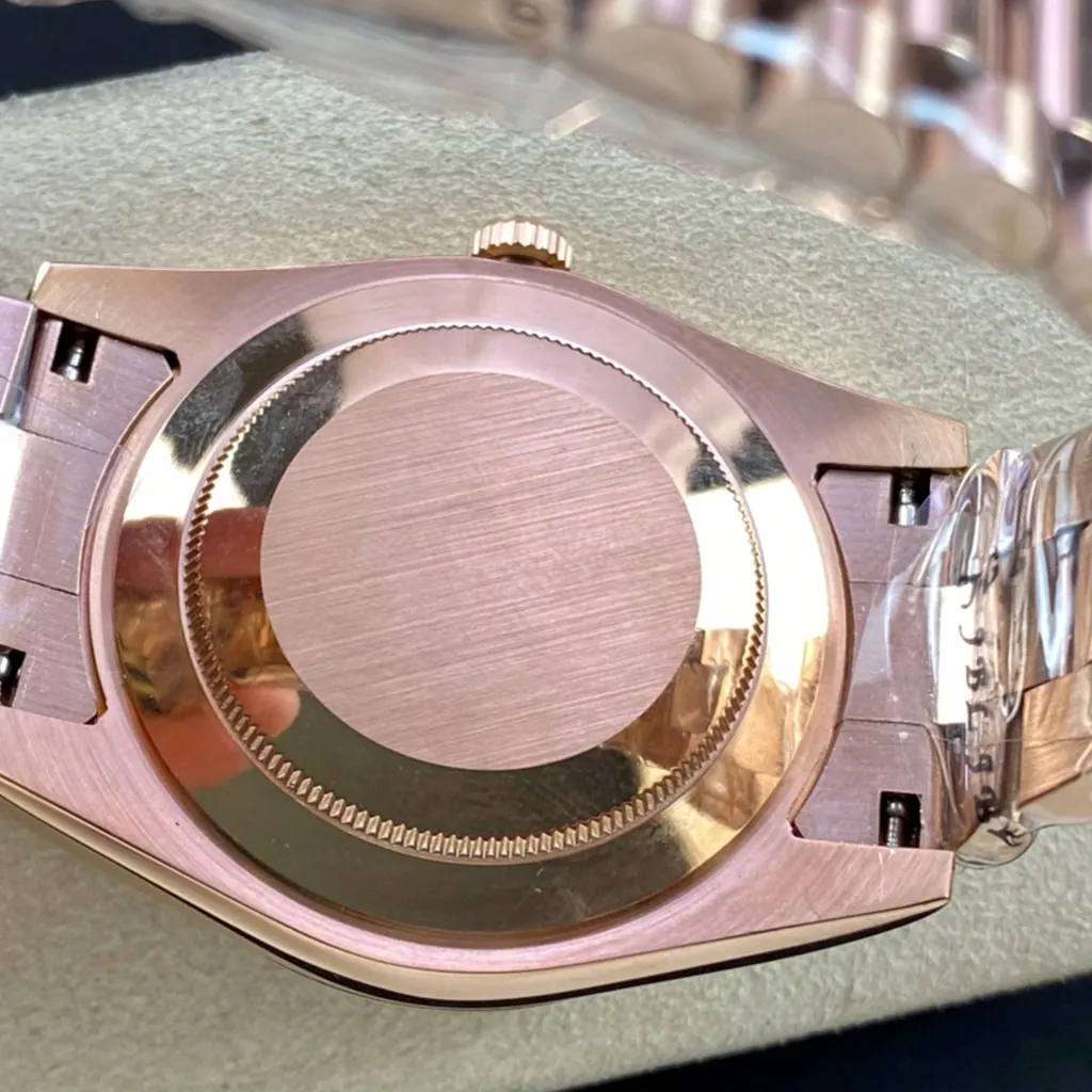 Rolex-Day-Date-228235-Best-Replica-40mm-Chocolate-Dial-Everose-Gold-Diamond-Luxury-President-Watch-Back-View