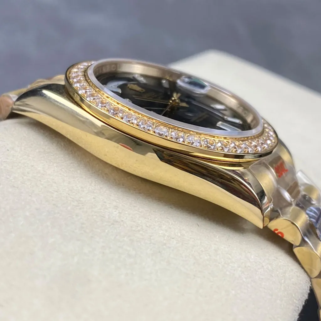 Rolex-Day-Date-228348RBR-Swiss-40mm-Black-Dial-Diamond-Bezel-President-Watch-Luxury-Replica-Left-Side-View