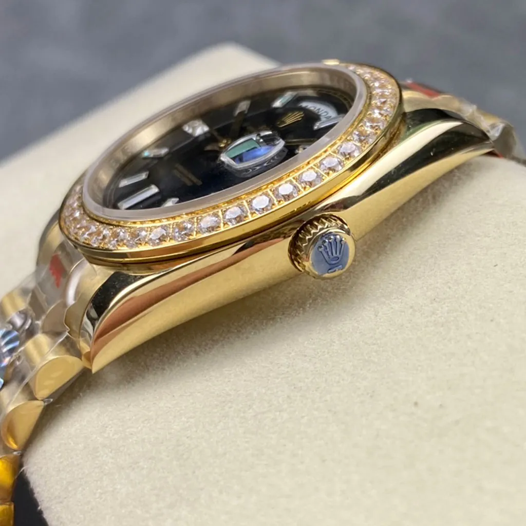 Rolex-Day-Date-228348RBR-Swiss-40mm-Black-Dial-Diamond-Bezel-President-Watch-Luxury-Replica-Right-Side-View