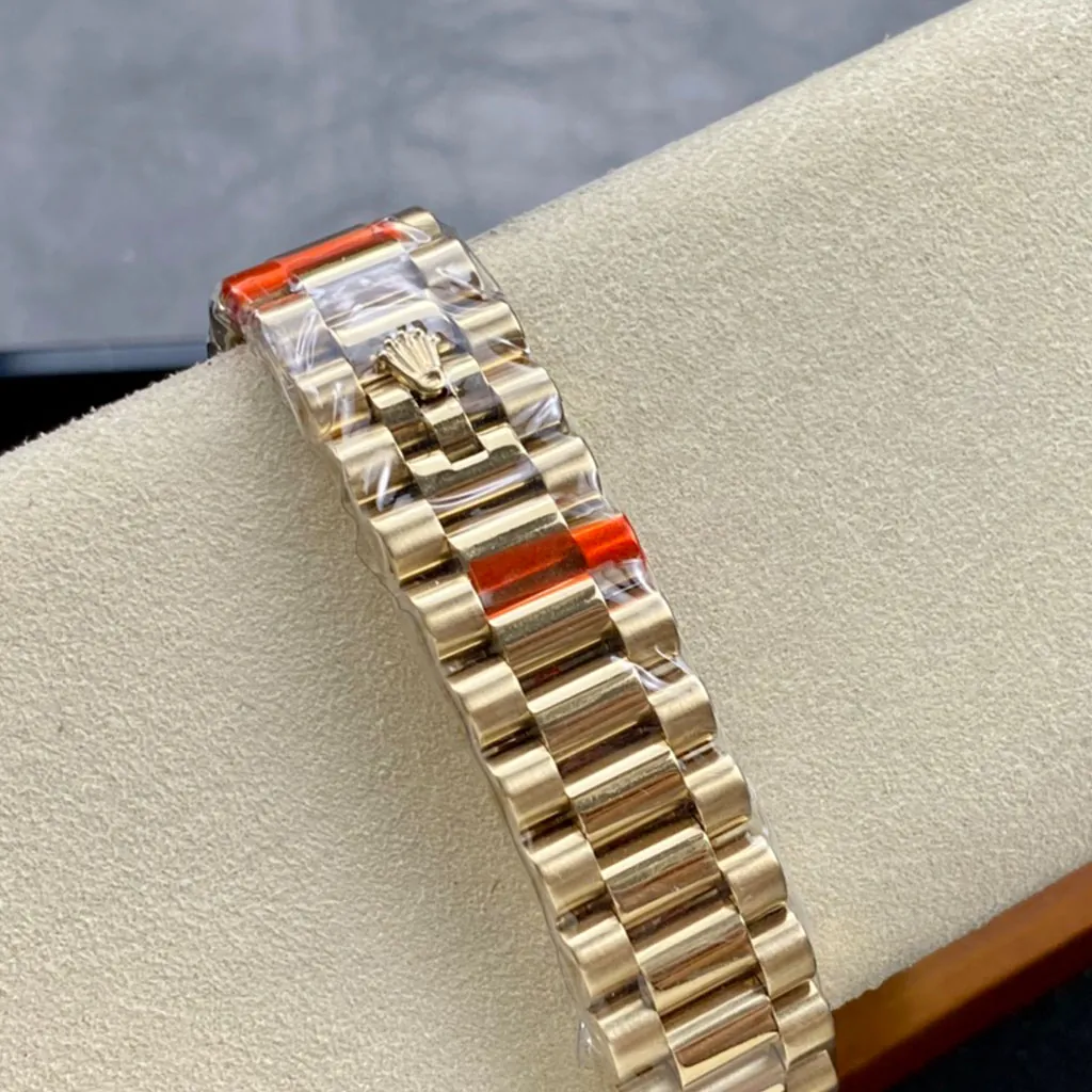 Rolex-Day-Date-M228348RBR-0002-AAAAA-40mm-Gold-Dial-Diamond-Bezel-President-Watch-Swiss-Clone-Strap-View-1