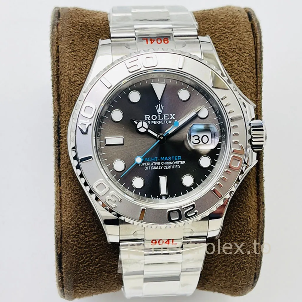 Rolex-Yacht-Master-M126622-0001-Super-Clone-Watch-40mm-Slate-Gray-Dial-Cyan-Seconds-Hand-Front-View-1