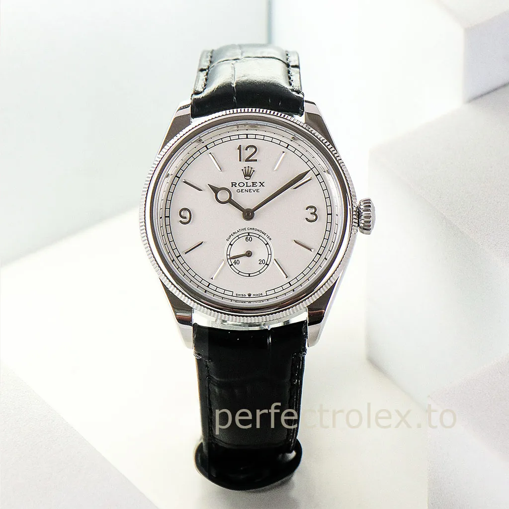 Rolex-Perpetual-1908-M52509-0006-Best-Replica-Watch-39mm-White-Dial-Leather-Strap-Front-View-1