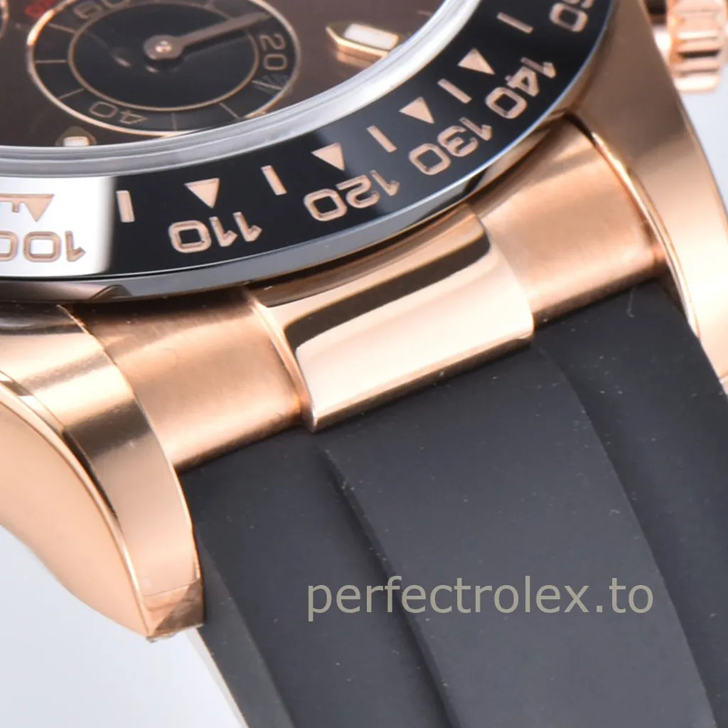 Rolex-Daytona-M116515-Swiss-Replica-Watch-40mm-Chocolate-Dial-Rose-Gold-Chronograph-Rubber-Strap-Detail-1