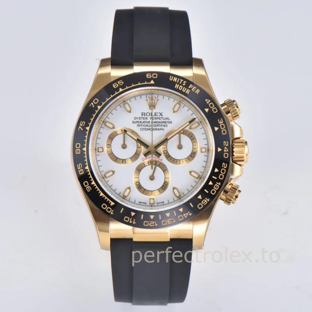 Rolex-Daytona-M116515LN-0012-Super-Clone-Watch-40mm-Black-Dial-Rose-Gold-Chronograph-Rubber-Strap-Front-View-1