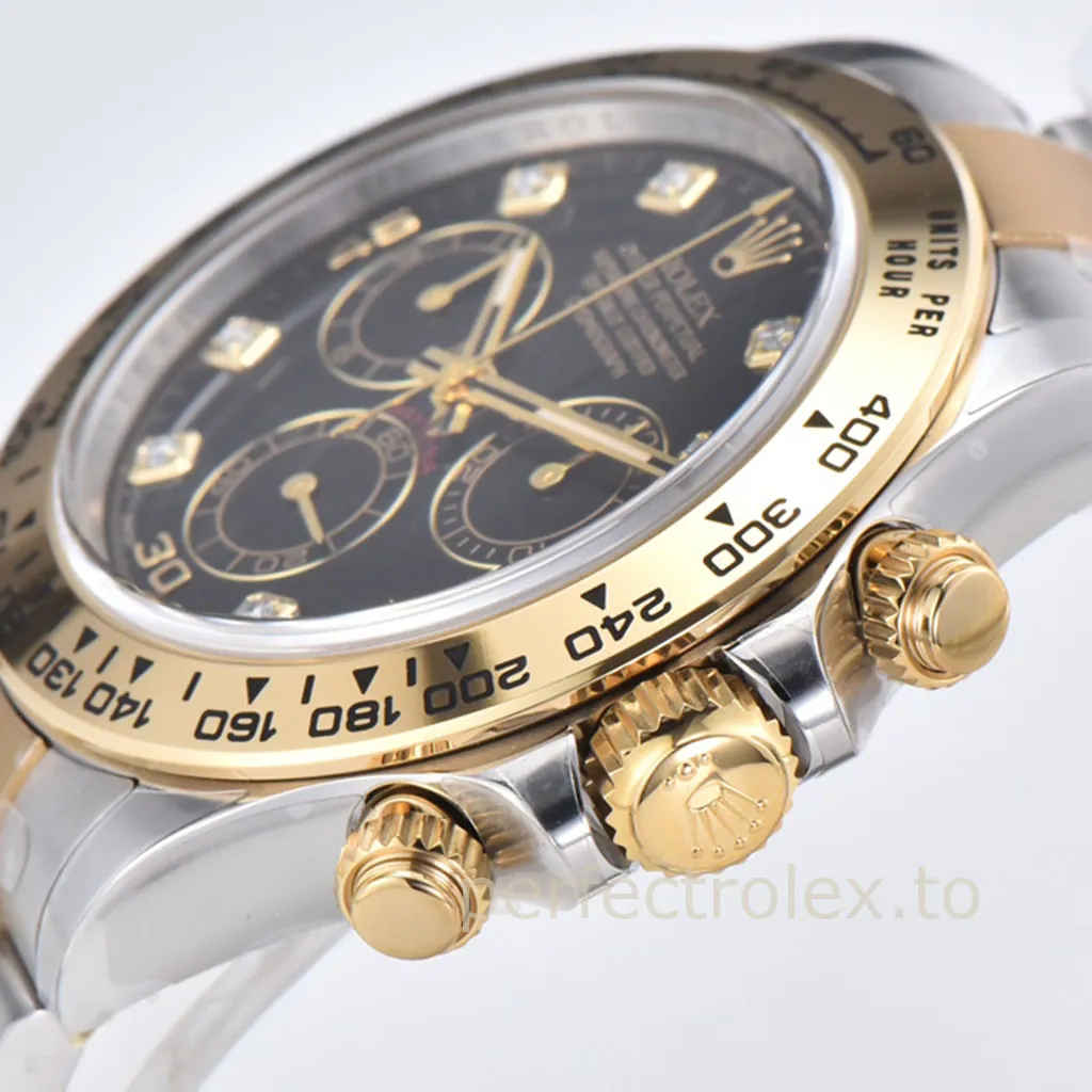Rolex-Daytona-M116503-0008-Swiss-Replica-Watch-40mm-Black-Diamond-Dial-Gold-Chronograph-Right-Side-View