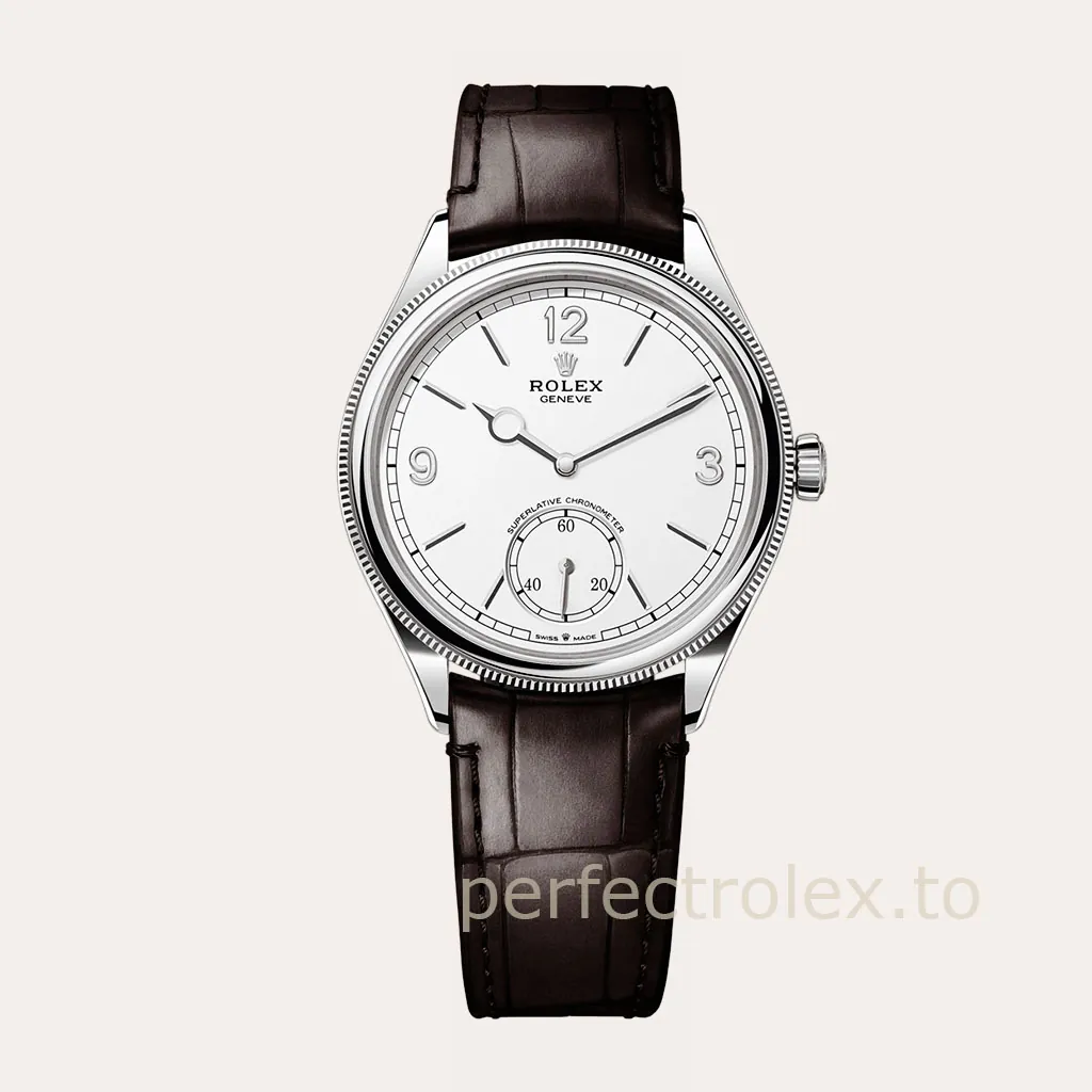 Rolex-Perpetual-1908-M52509-0006-Best-Replica-Watch-39mm-White-Dial-Leather-Strap-Hero-Image
