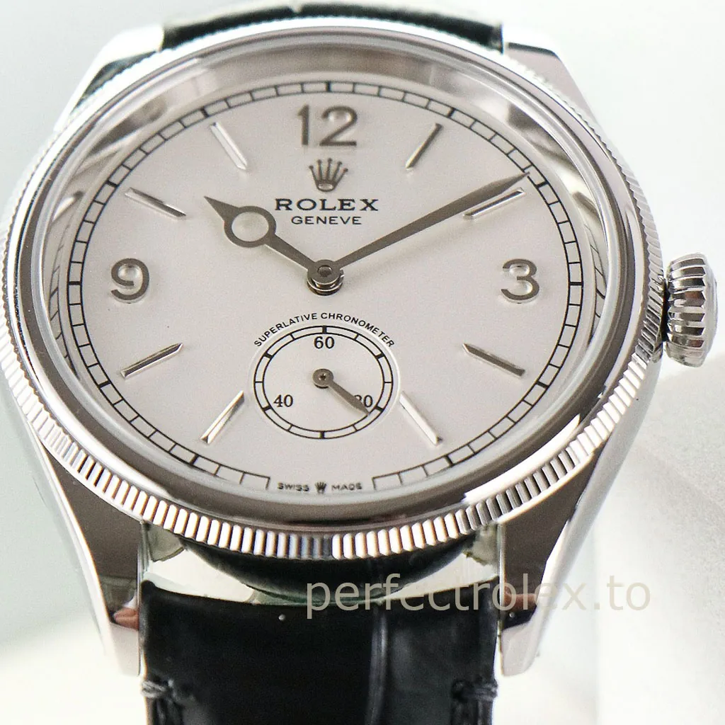 Rolex-Perpetual-1908-M52509-0006-Best-Replica-Watch-39mm-White-Dial-Leather-Strap-Dial-Detail-2