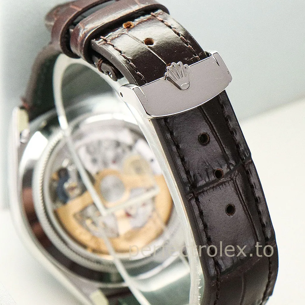 Rolex-Perpetual-1908-M52506-0002-Best-Replica-Watch-39mm-Ice-Blue-Guilloche-Dial-Leather-Strap-Buckle-View-1