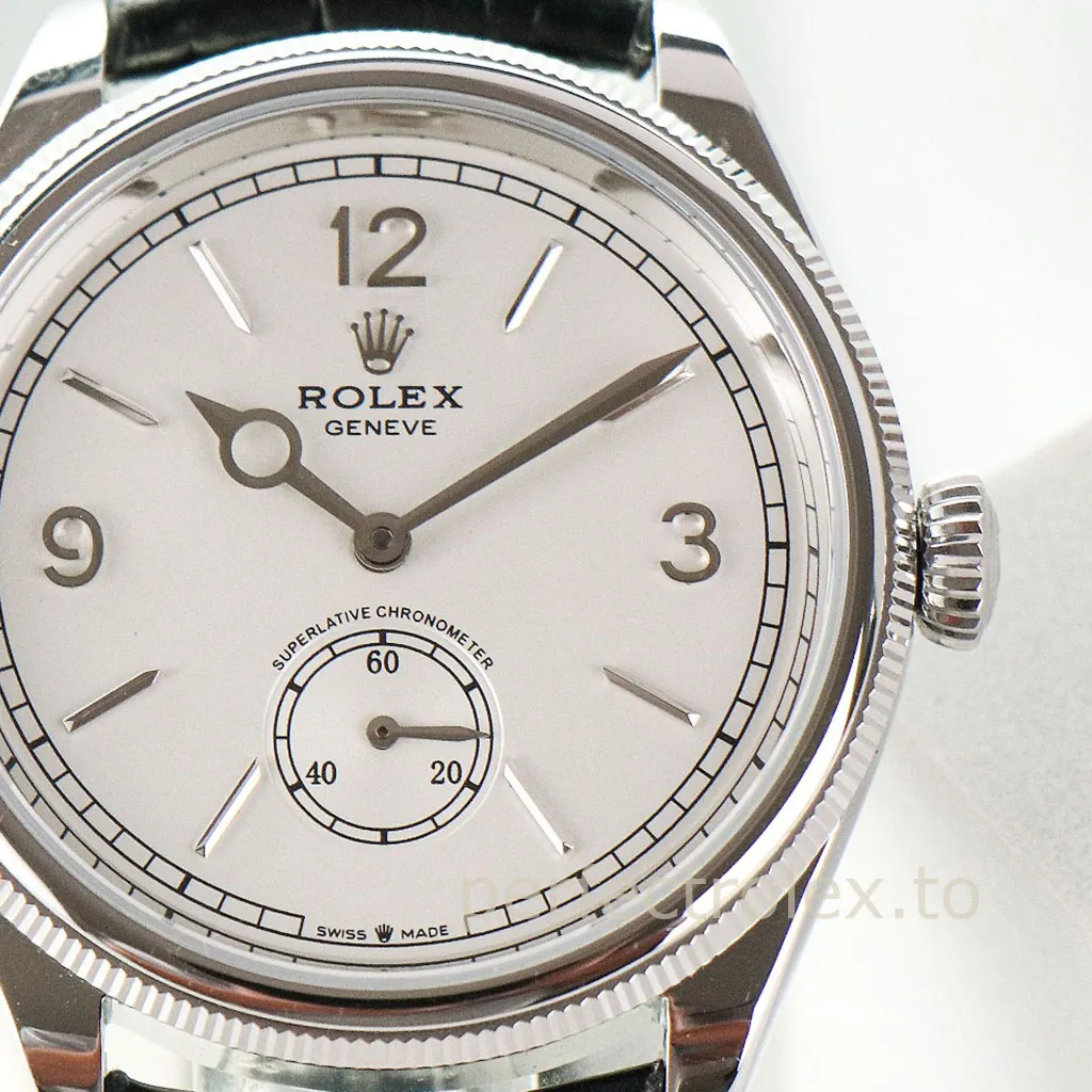 Rolex-Perpetual-1908-M52509-0006-Best-Replica-Watch-39mm-White-Dial-Leather-Strap-Dial-Detail-1