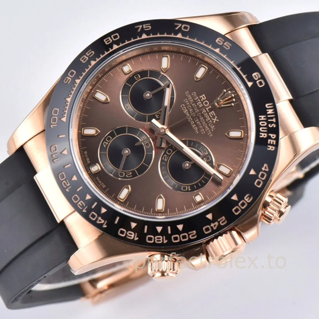 Rolex-Daytona-M116515-Swiss-Replica-Watch-40mm-Chocolate-Dial-Rose-Gold-Chronograph-Rubber-Strap-Dial-Detail-3