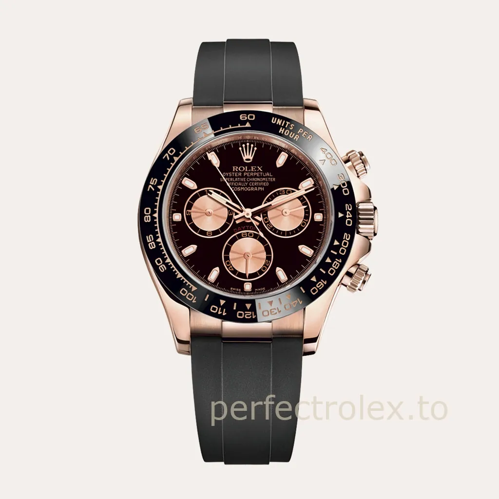 Rolex-Daytona-M116515LN-0012-Super-Clone-Watch-40mm-Black-Dial-Rose-Gold-Chronograph-Rubber-Strap-Hero-Image