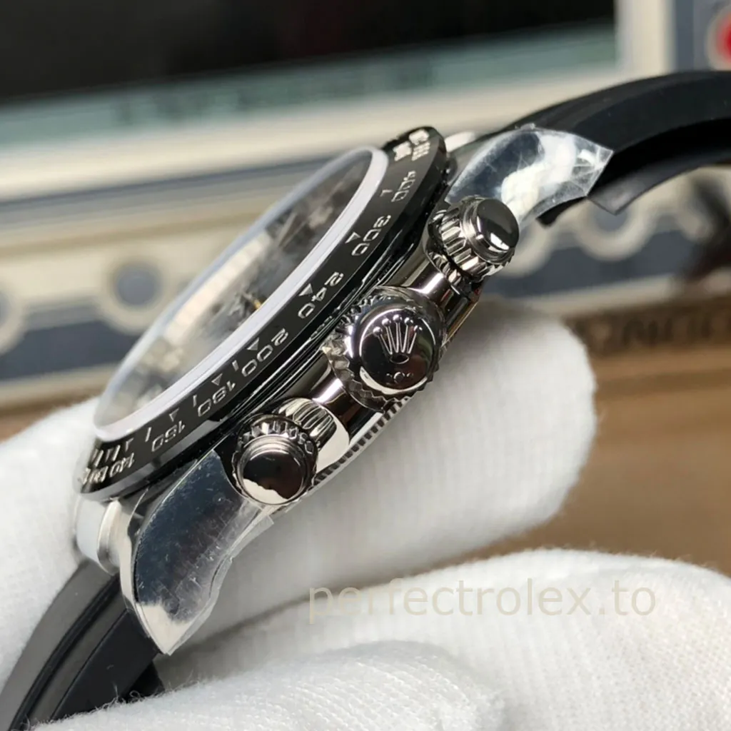 Rolex-Daytona-116519LN-0027-Super-Clone-Watch-40mm-Grey-Panda-Dial-Black-Bezel-Rubber-Strap-Right-Side-View