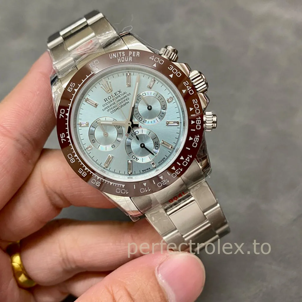 Rolex-Daytona-M116506-0002-Super-Clone-Watch-40mm-Ice-Blue-Dial-Brown-Bezel-Display-Image
