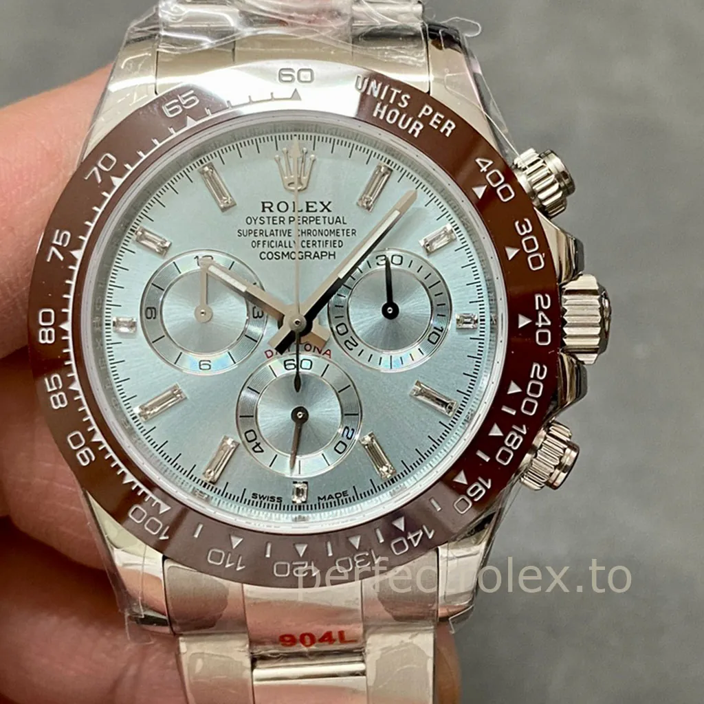 Rolex-Daytona-M116506-0002-Super-Clone-Watch-40mm-Ice-Blue-Dial-Brown-Bezel-Front-View-1