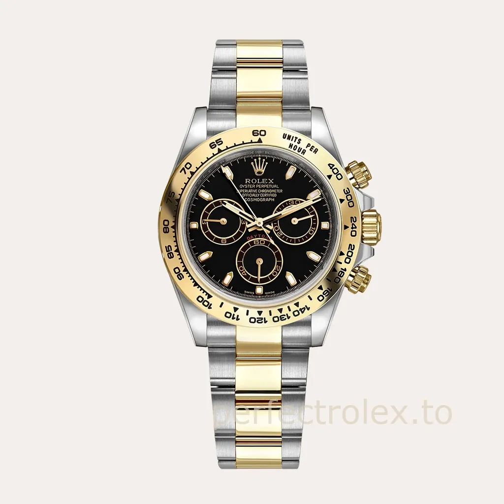 Best-Rolex-Daytona-116503BLK-Replica-Watch-40mm-Black-Dial-Gold-Tachymeter-Bezel-Hero-Image
