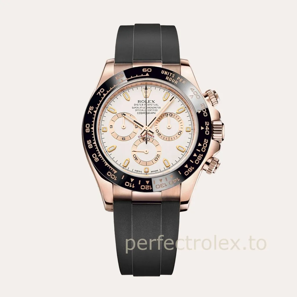 Rolex-Daytona-116515LN-0019-Replica-Watch-40mm-White-Dial-Black-Tachymeter-Bezel-Rubber-Strap-Hero-Image