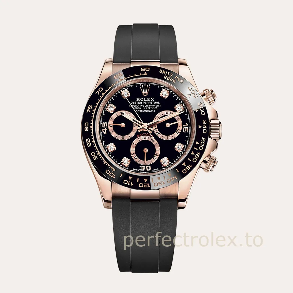 Rolex-Daytona-M116515LN-0057-Best-Replica-Watch-40mm-Black-Dial-Rose-Gold-Diamond-Markers-Hero-Image