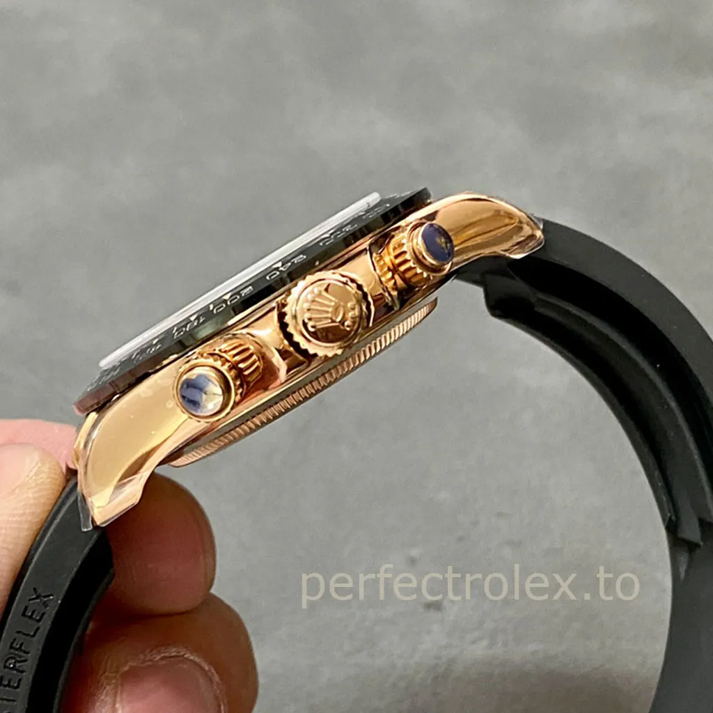 Rolex-Daytona-M116515LN-0057-Best-Replica-Watch-40mm-Black-Dial-Rose-Gold-Diamond-Markers-Right-Side-View