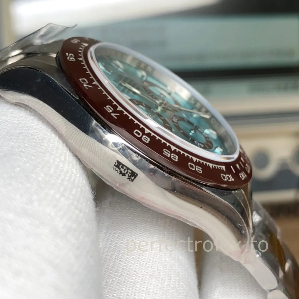 Rolex-Daytona-M116506-0001-Watch-Best-Replica-40mm-Ice-Blue-Dial-Chestnut-Brown-Ceramic-Bezel-Left-Side-View