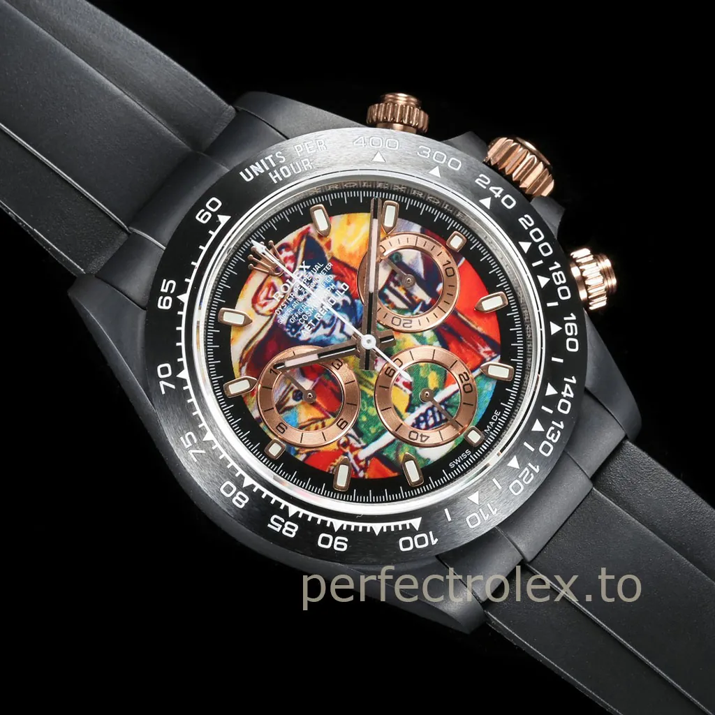 Rolex-Daytona-116503-Custom-Art-Dial-Super-Clone-Watch-40mm-Picasso-Oil-Painting-Dial-Ceramic-Case-Front-View-1
