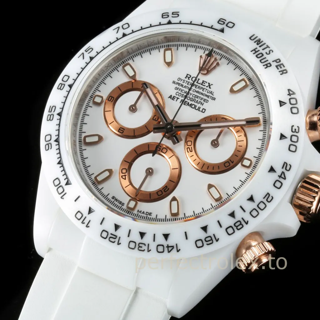 Rolex-Daytona-116503-Custom-Replica-Watch-40mm-White-Dial-White-Ceramic-Case-Rose-Gold-Dial-Detail-1