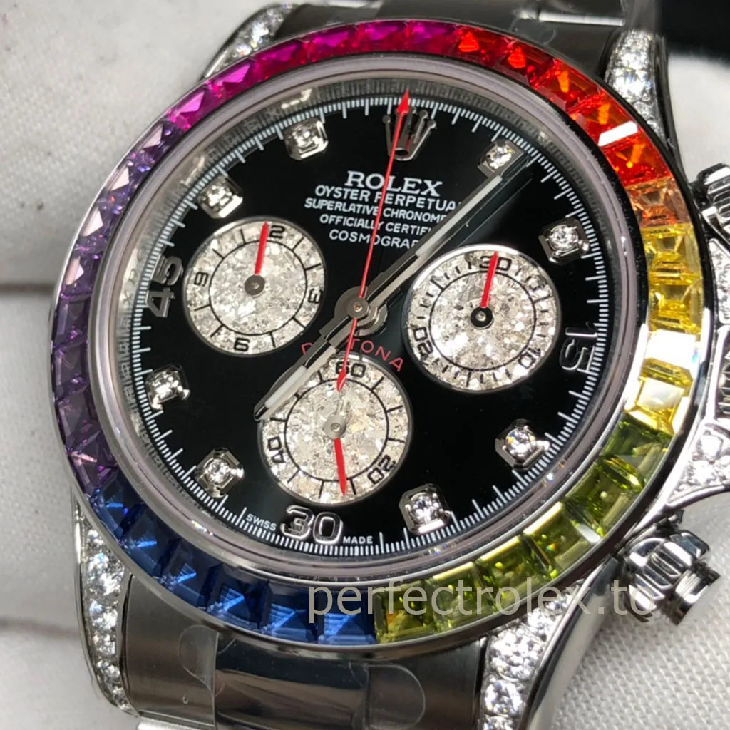 Rolex-Daytona-116599RBOW-Best-Super-Clone-Luxury-Watch-40mm-Black-Dial-Rainbow-Bezel-Dial-Detail-2